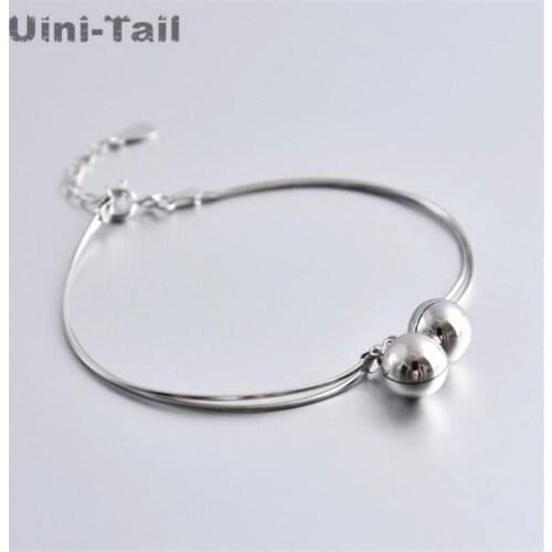 Uini-Tail new listing 925 sterling silver simple snake bone chain bell bracelet fashion temperament sweet double bracelet ED462
