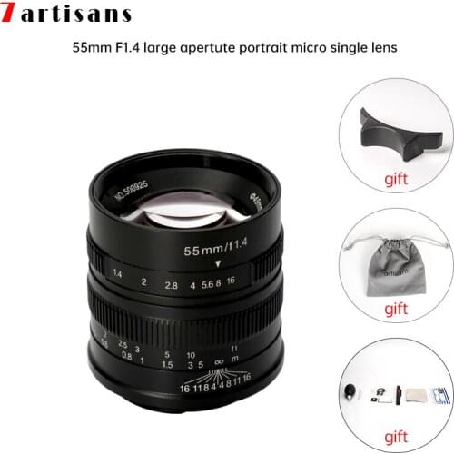 7artisans 55mm F1.4 Large Aperture Portrait Manual Focus Micro Camera Lens Fit for Canon eos-m Mount E Fuji Mount Free Shipping