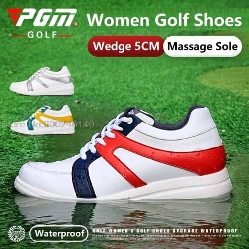 Pgm Waterproof Ladies Inner Heightened Golf Shoes Women Sport Sneaker Massage Breathable Golfing Shoes Training Sneakers