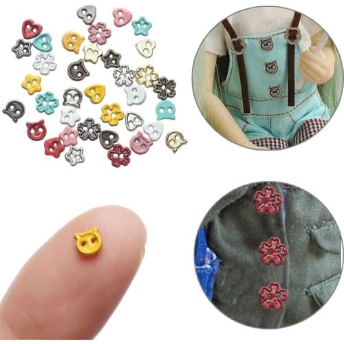 20Pcs Handmade Doll Clothes Buckles 4mm Mini Cartoon Buttons Metal Buckles for DIY Doll Clothing Stuffed Toys Accessories