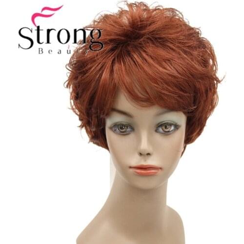 StrongBeauty Short Natural Wave Wig Copper Red Full Synthetic Wigs COLOUR CHOICES