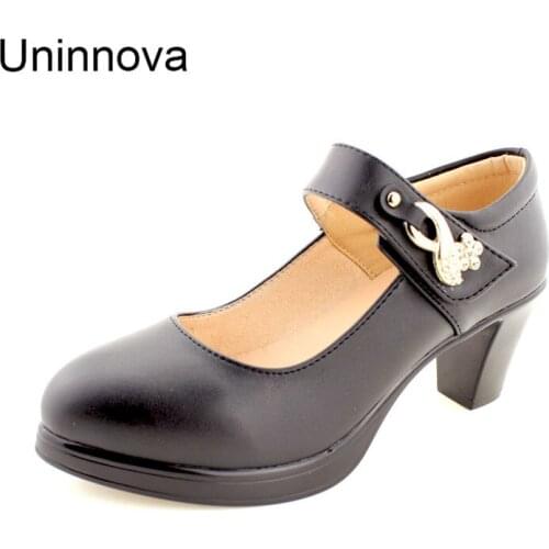 Uninnova Womens Mary Janes Platform Med High Heels Pointed Toe Office Lady Pumps Plus Size 12 WP046-6.0