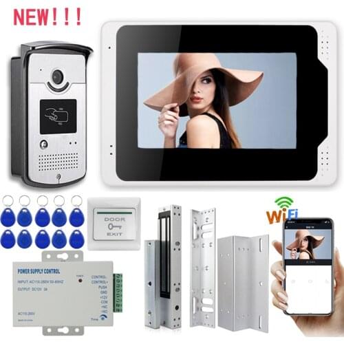 7" Video Door Phone Doorbell Home apartment Intercom System 1 Monitor RFID Access IR Camera Electric Strike Lock Free Shipping