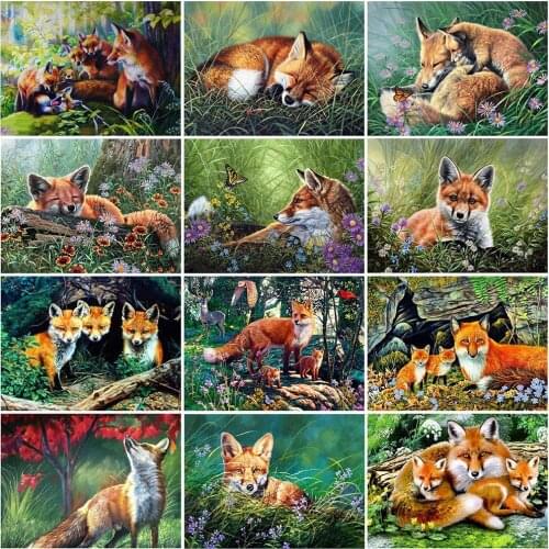 XUEQIXIAOZU 5D Diy Diamond Painting Fox Cross Stitch Animal Rhinestone Kit Diamond Embroidery Mosaic Handmade Gift 2021 New