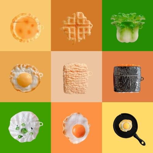 Funny Food For AirPods 1 2 Pro 3D Earphone Case Poached Egg Box Soft Silicone Wireless Bluetooth Protect Cover Box Accessories