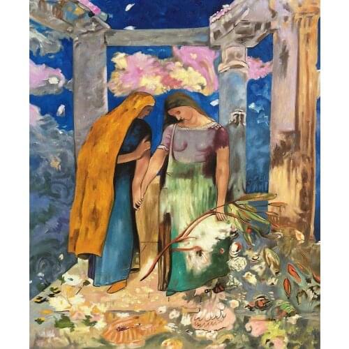 Famous Figurative Wall Art Painting Mystical Conversation, 1896 by Odilon Redon Home Decor Canvas Oil Painting Hand Painted