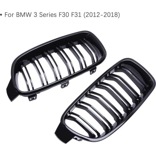1 Pair Car Front Kidney Grille Grill For BMW F30 F31 Touring BMW 3 Series 2012-2018 Gloss Black Body Kit Accessories