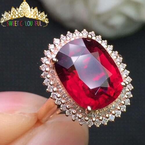 100% 18K Gold 1 ct natural Rubellite ring and Diamonds With national certificate T-009