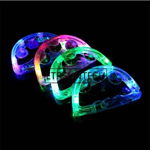 100pcs/lot Colorful LED Flashing Baby Rattle Hand Bell Light Up LED Tambourine Luminous Toys Bar KTV Party