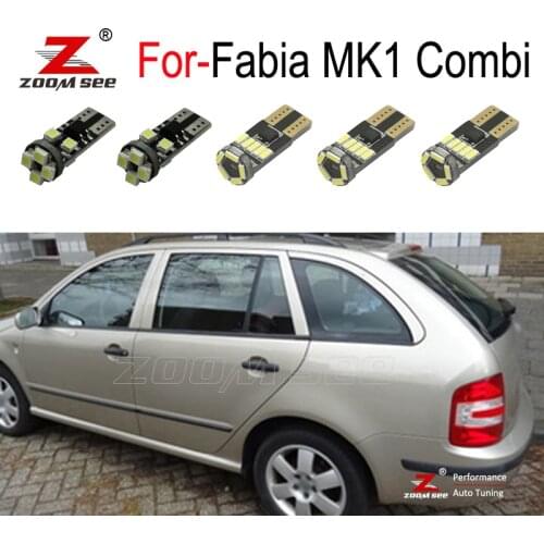 17pc LED trunk lamp + LED door bulb + LED Interior dome map Lights for Skoda for Fabia 1 MK1 MKI Combi Wagon Estate (1999-2007)