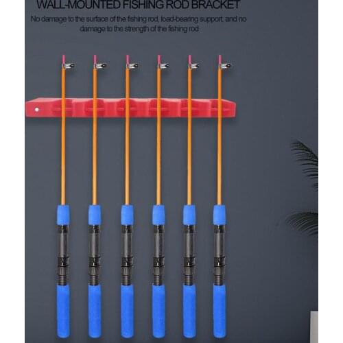 2pcs 6 Holes Rubber Wall-Mounted Fishing Rod Holders Wall Mount Fit Garage Cabin Basement Workshop Attics Fishing Accessories