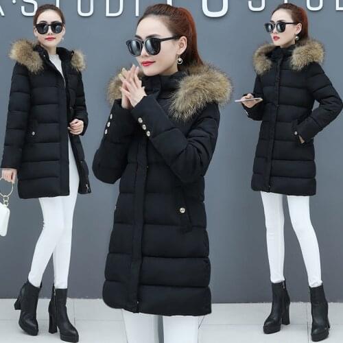 2020 New Winter Coat Women Jacket Fur Collar Hooded Parka Thicken Warm Long Coat Cotton Wadded Outwear Parkas Plus Size P808