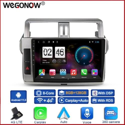 360 Camera CanBus 6G+128G Android 10.0 Car DVD Player GPS WIFI Bluetooth RDS Radio For Toyota Land Cruiser Prado 150 2013 - 2017