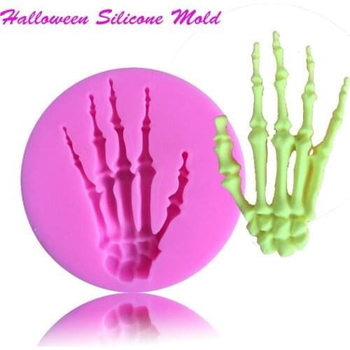 3D New DIY Skull Hand Halloween Liquid Silicone Fudge Cake Chocolate Ice Cream Mold Cakes Decorating Tools