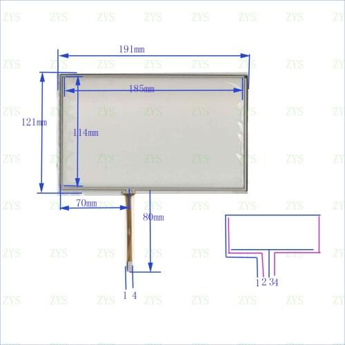 ZhiYuSun KDT-6589 190mm*120mm 8 inch 4-wire resistive touch panel for Car DVD, 190*120 GPS Navigator screen glass KDT6589