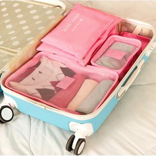 6Pcs/Set Travel Storage Bags Home Zipper Organizer Storage Bag For Clothes Luggage Packing Cube Organizer Suitcase Tidy Pouch