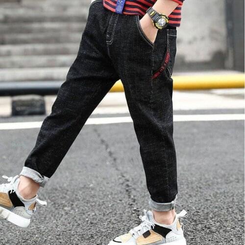 Boys Pants Kids Jeans 2018 Casual Spring Solid Cotton Mid Elastic Waist Pants for Boy jeans kids Clothing Children Trousers