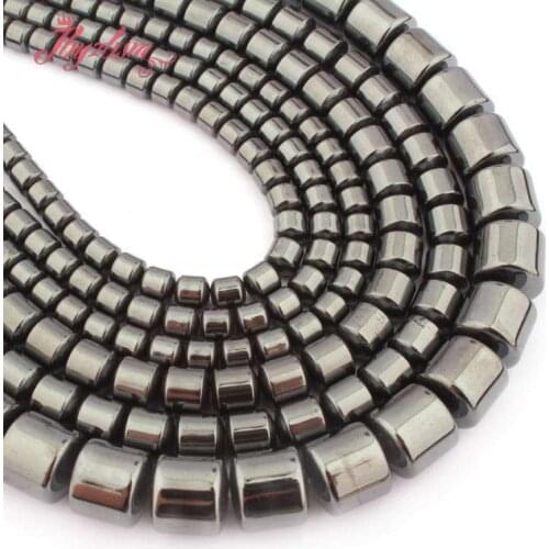 4x5,8,10mm Smooth Drum Shape Hematite Beads Natural Stone Beads For DIY Necklace Bracelets Jewelry Making 15" Free Shipping