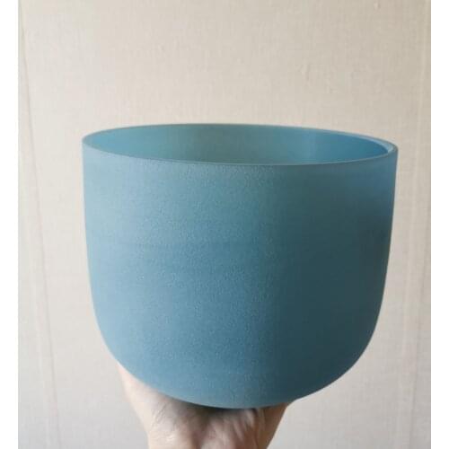 KVKA C5+30 Root Chakra Sapphire Gemstone Fusion Frosted Quartz Crystal Singing Bowl 8 inch