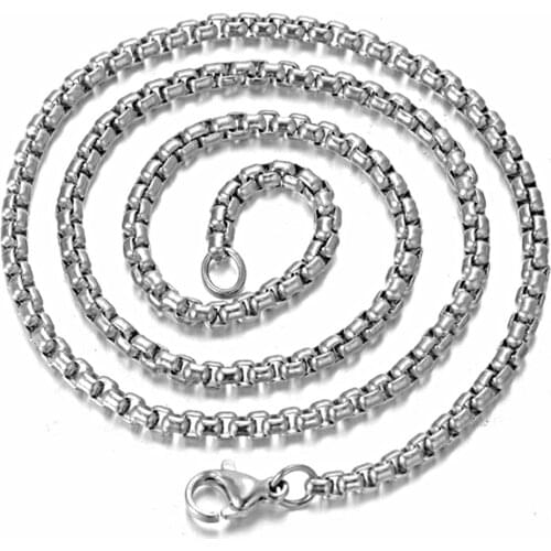 Fashion Width 2/2.5/3/3.5/4/5mm Stainless Steel Square Pearl Chain Figaro Necklace Jewelry For Men Women Findings Wholesales