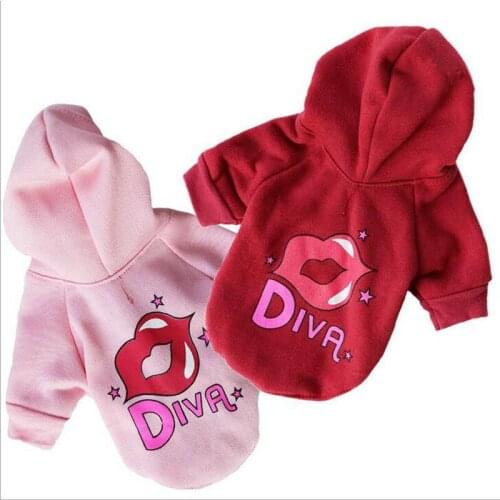 2020 Spring Autumn Hoodie Dog Clothes Chihuahua Hoodies Coat Clothing For Small Dogs LIPS DIVA Apparel