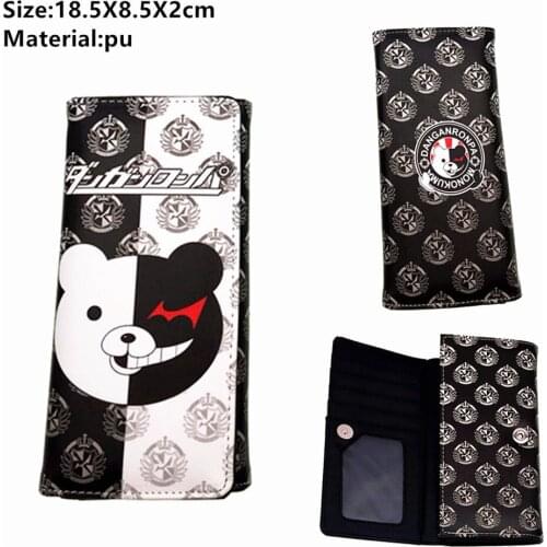 Anime Danganronpa PU Students Wallet Monokuma Button Card Holders Layers Leather Boys Girls Coin Cosplay Moneybag Cute Purse