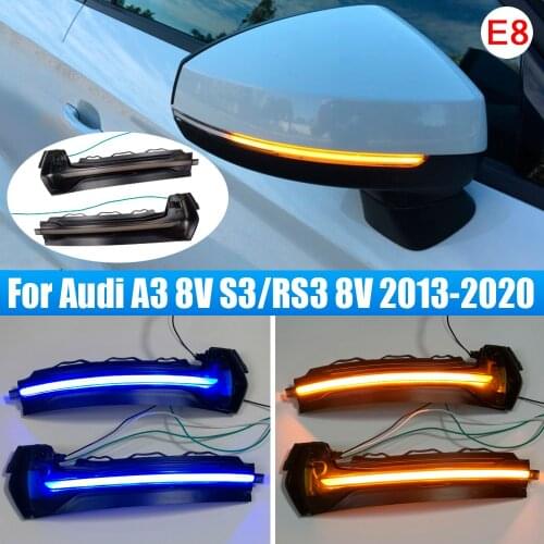 Dynamic Turn Signal LED Side Rearview Mirror Indicator Blinker Repeater Light For Audi A3 8V 2013-2020