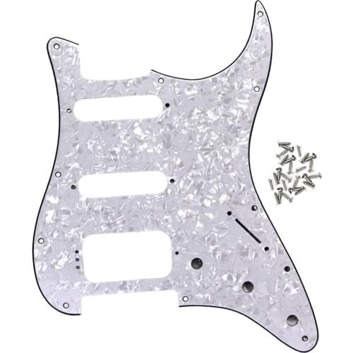 FLEOR Guitar Pickguard White Pearl with Screws For Standard USA\ Mexico Strat 11 Hole Guitar Scratch Plate 4Ply