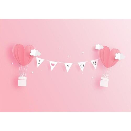 Paper Cutting Heart Pink Cloud Photo Backdrop Vinyl Background for Lovers Valentines Day Birthday Photophone Photography Props