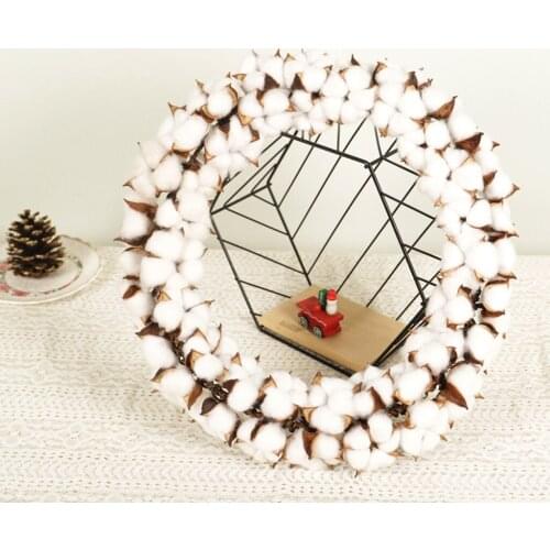 Cotton Stems Wreath With Full White Cotton For Front Door Wall Wedding Decor perfect to door wall Art Home Decoration