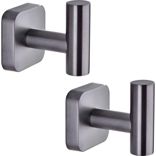 2 PCS Wall Towel Hooks Coat Hook Bathroom Dark Grey Stainless Robe Hook Heavy Duty Door Hanger Towel Robe Clothes
