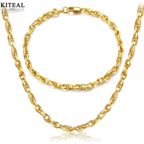 KITEAL Hot New Menfolk necklace Egg Necklace Bracelet Set necklace:50cm*4mm men jewelry tenis masculino wedding
