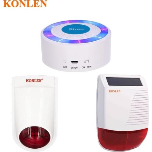 KONLEN Wireless Indoor Outdoor Strobe Solar Siren 433MHZ For 2G 4G WIFI H25 H26 H36 H37 Tuya Smart Home Alarm System Security