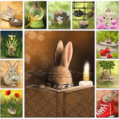 Round Diamond painting Cross stitch Animal panda rabbit Full Square Diamond mosaic mouse DIY Diamond embroidery flower snowman