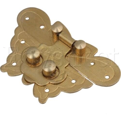 Brass Antique Jewelry Box Decorative Lock Metal Butterfly Latch Buckles