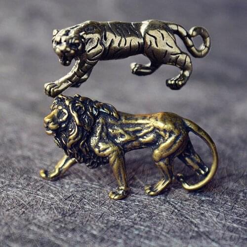 MINI Copper Animals Tiger Eagle Lion Rhinoceros Horse Pocket Figurines Brass Miniature Ornaments Home Office Desk Decoration Toy