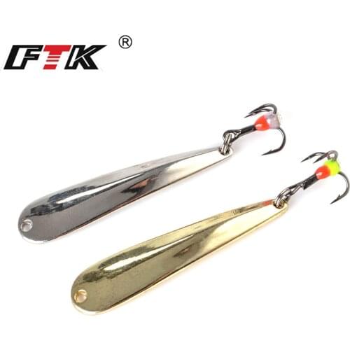 FTK Metal Wobblers Gold Silver Winter Jig Fishing Lure Front Back 5/7/11g Hard Artificial Bait Spoon Ice Fishing Accessories