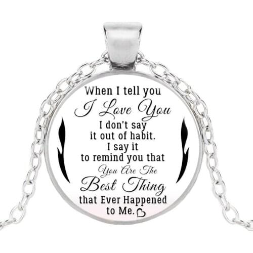 Fashion Romantic Couple Jewelry When I Tell You L Love You Time Gem Stone Necklace Valentines Day Anniversary Christmas Gift