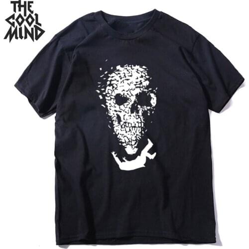 COOLMIND 100% cotton o-neck cool skull men T shirt casual summer loose men Tee shirt o-neck t-shirt male men tee shirts