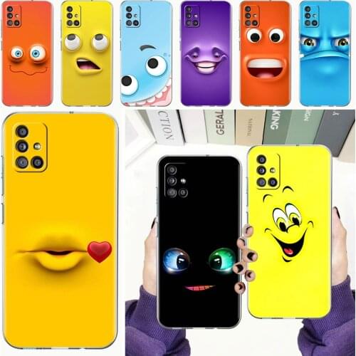 Soft Phone Case For Samsung Galaxy A51 A21s A71 A12 A31 A52 A41 A32 A02s A11 A72 A42 Clear Back Cover Funda Funny Face Shell Cas