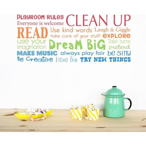 Playroom Rules Wall Art Decal Decor Have Fun Multiple Color Version Words Vinyl Wall Sticker Home Kids Room Mural Art Wall Decor