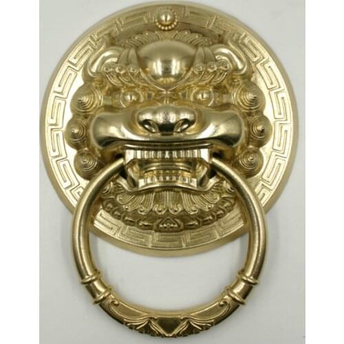 New Chinese Courtyard Door Handle Knocker Retro Bronze Copper Gate Knobs Brass Handles Pulls With Knockers 18 24CM