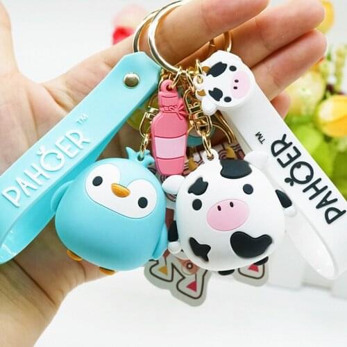 New Cartoon Silicone Crab Keychain Cute Dog Cow Animal Key Chain Fashion Women Car Keychain Delicacy Bag Pendant Accessories