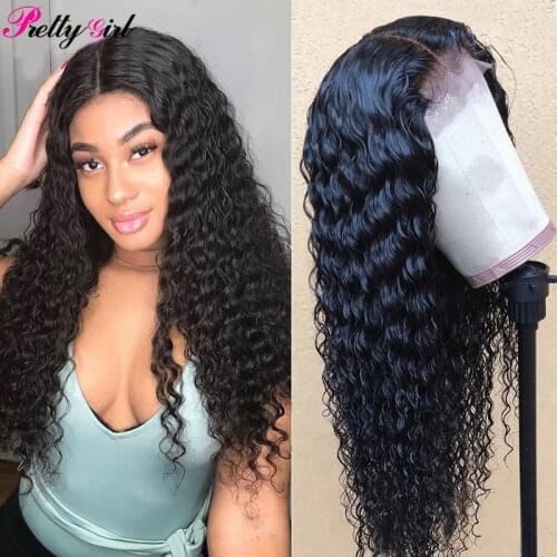 Deep Wave Human Hair Wigs 4×4 Lace Closure Wig For Black Women Remy Thick Long Curly Closure Wig Natural HairLine With Baby Hair