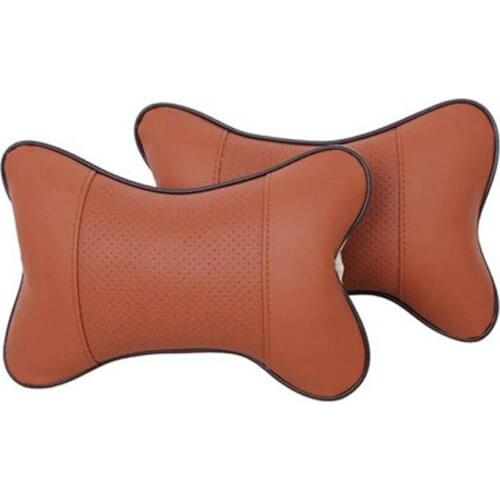 Perforating Danny leather Car Headrest Cushion Belt Harness Shoulder Pad Cover Cushion Supplies Support Neck Auto Safety Pillow