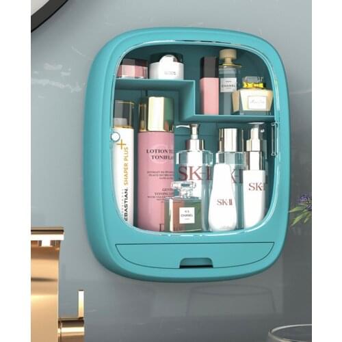 Wall Hanging Makeup Storage Box Drawer-type Bathroom Makeup Organizer ABS Plastic Transparent Dustproof Cosmetics Box