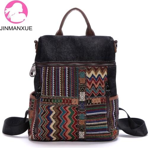 Casual Ethnic Style Literary Travel Handbag WomenS Shoulder Messenger Bag Wild Large-Capacity Backpack Satchel