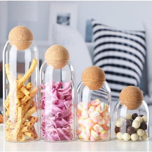 High borosilicate transparent candy jar glass glass sealed can storage can grain storage can creative cork tea can glass bottle