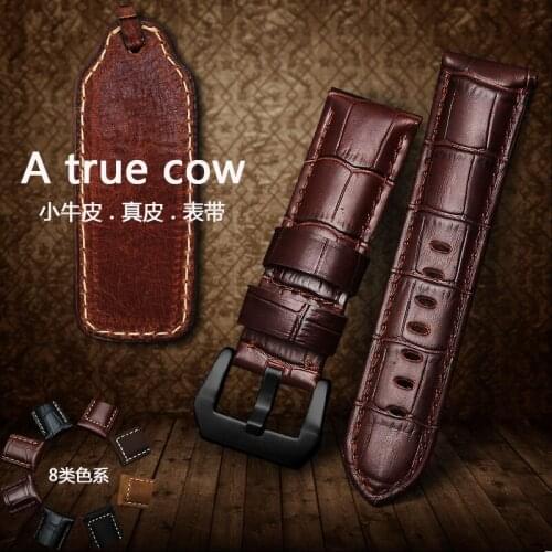 22mm 24mm 26mmGenuine Leather Watch band dark brown light brown red black Classical Oil-tanned leather Watch Strap