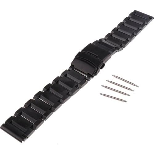 Black Watch Strap Band Bracelet Watchband Solid Stainless Steel 18mm 20mm 22mm 24mm